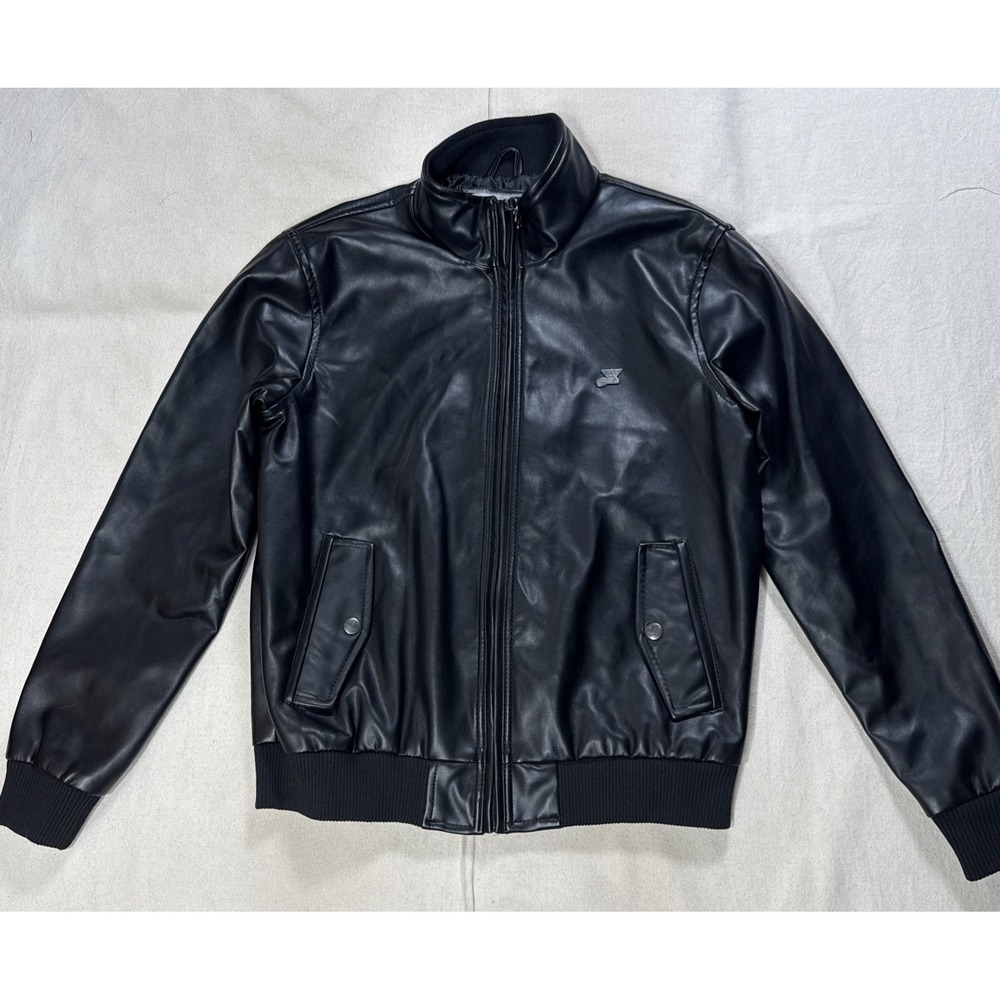 A Collezioni Jacket Womens Black Leather Bomber Jacket  Made in Italy Sz L NWOT